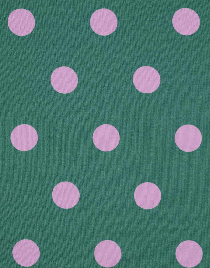 Petrol Big Dots French Terry Cotton Jersey Fabric