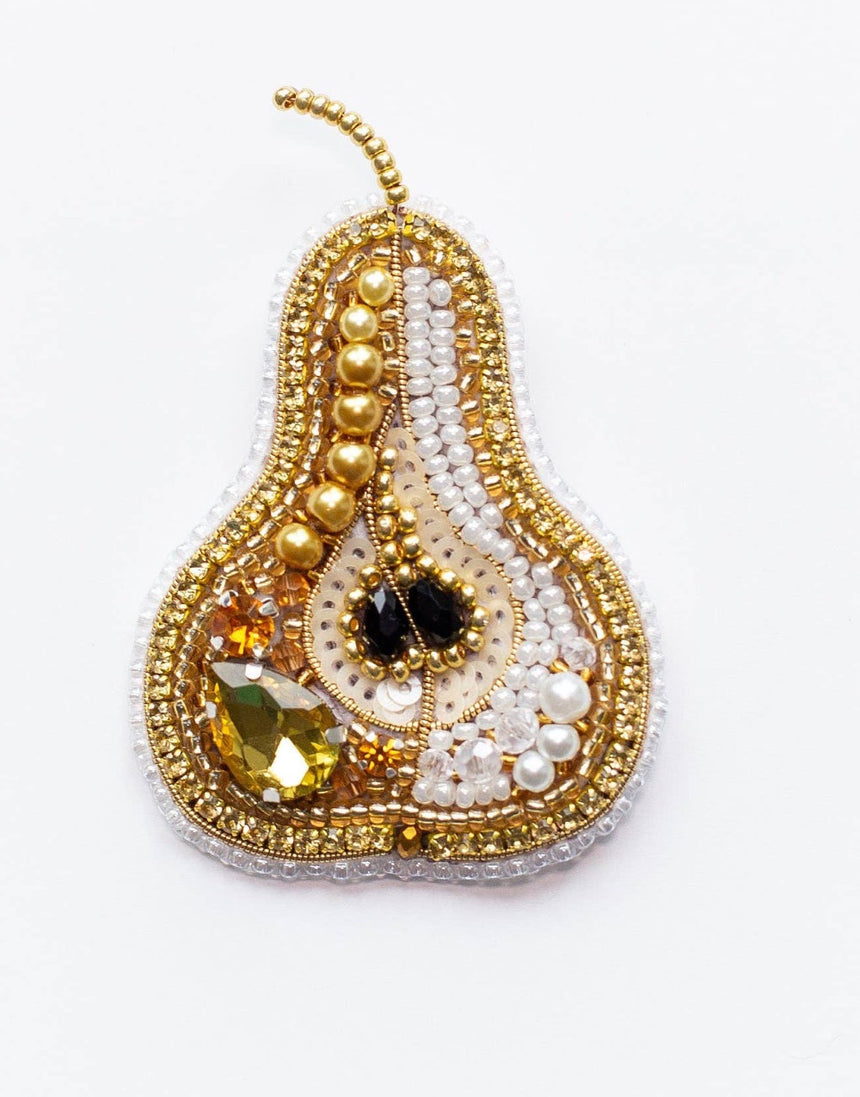 Pear Beaded Embroidery Brooch/Hanging Decoration Kit