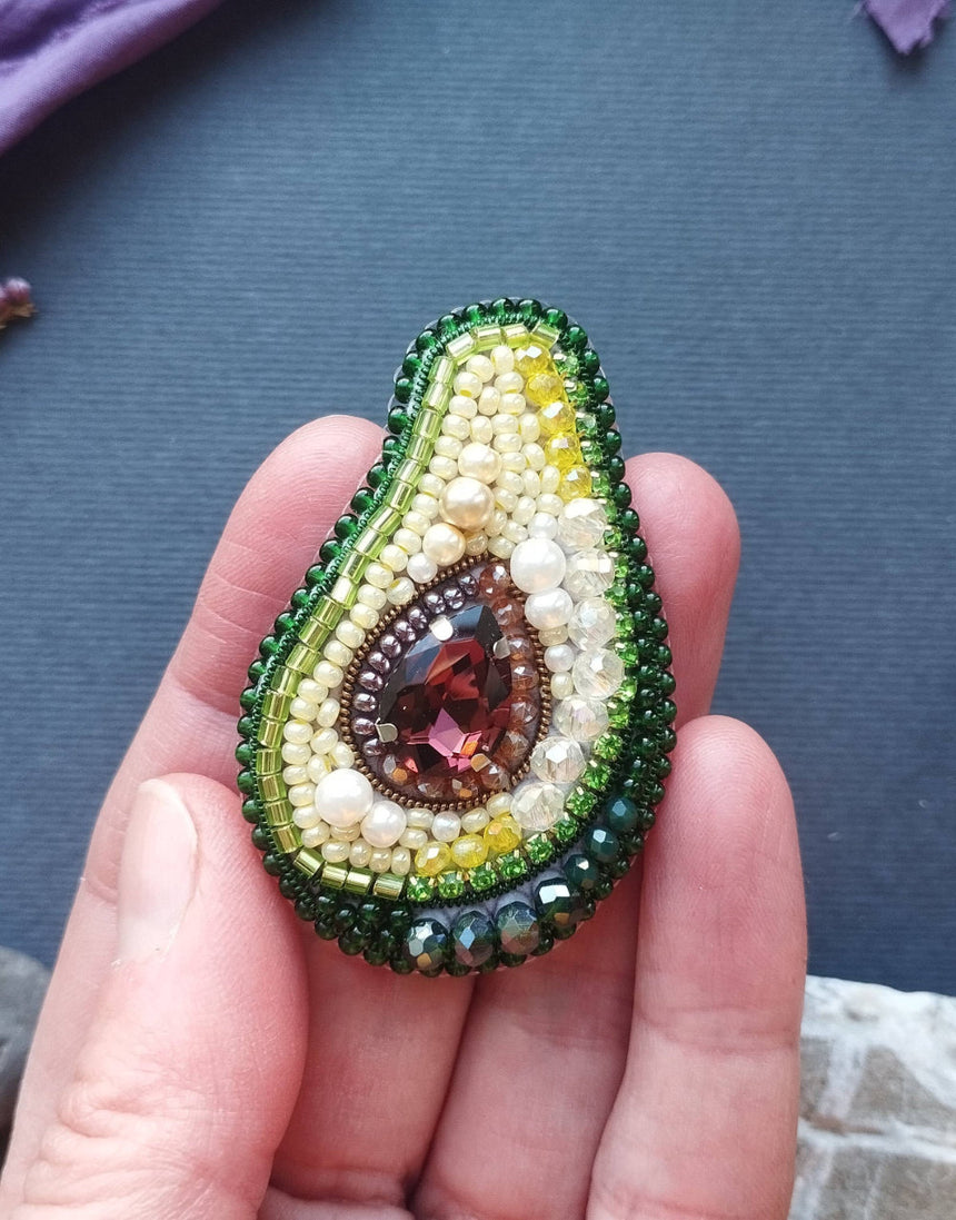 Avocado Beaded Embroidery Brooch/Hanging Decoration Kit