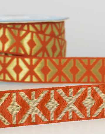 Geometric Metallic Jacquard Ribbon, 25mm