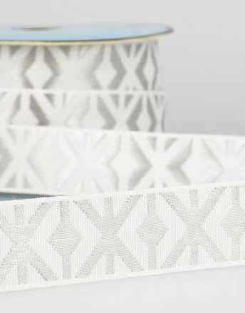 Geometric Metallic Jacquard Ribbon, 25mm