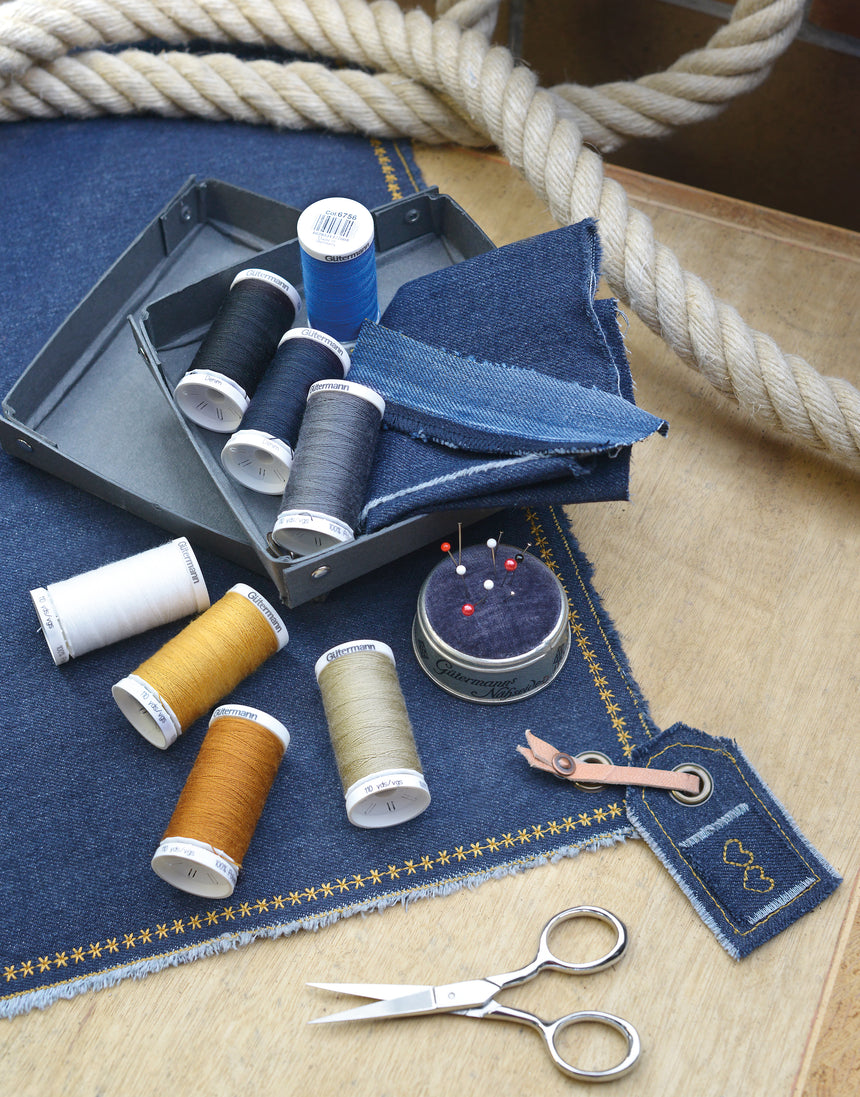 Gutermann Denim Thread & Jeans Needle Set - 8 Spools & 5 Schmetz Needles