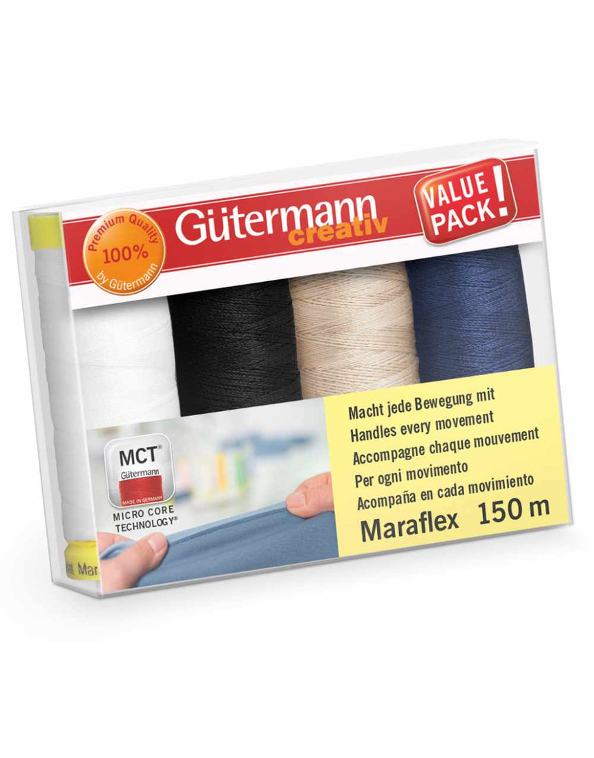 Gutermann  Maraflex Elastic Thread Set  - 4 x 150m Basic Colours