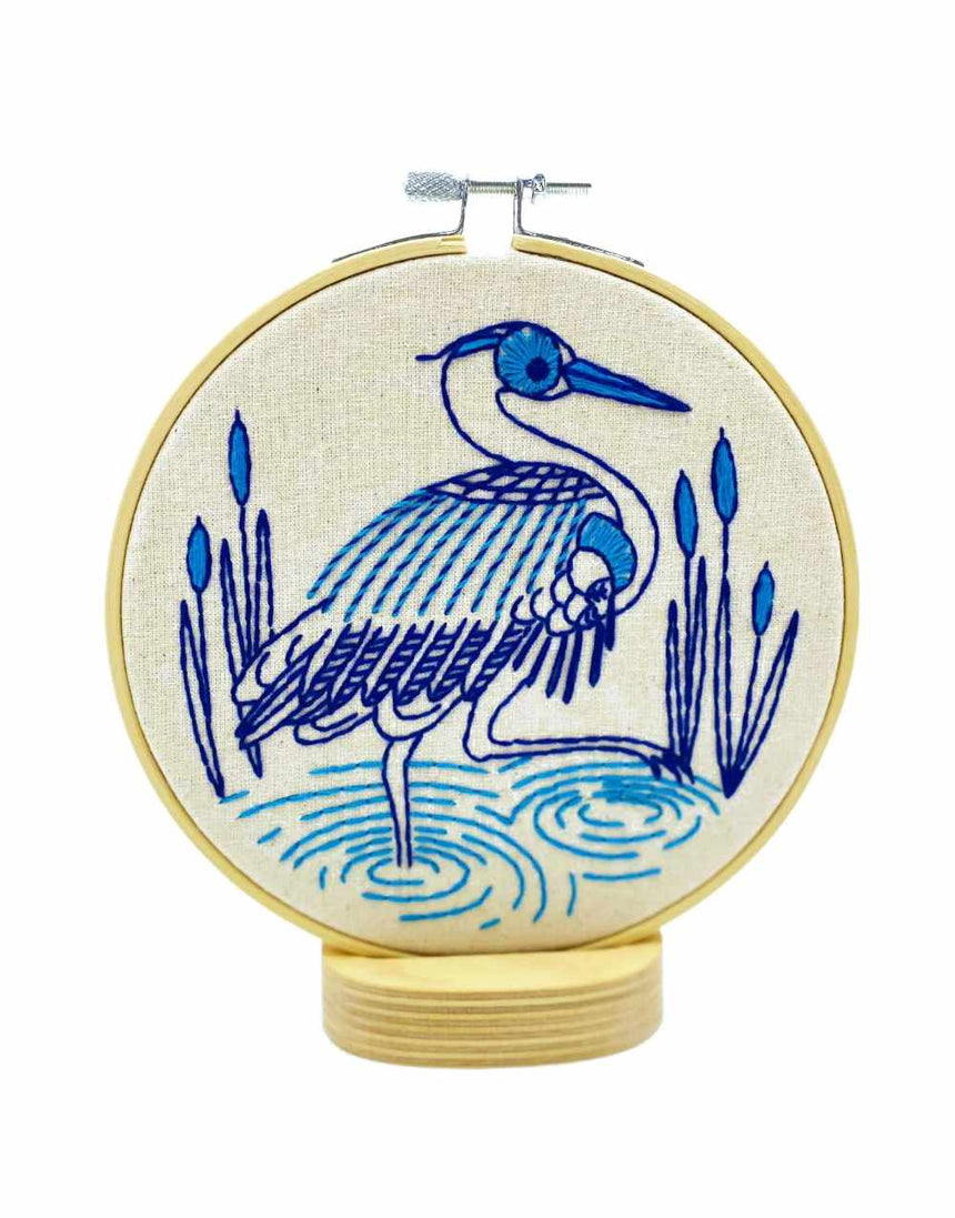 Blue Heron Embroidery Kit, Hook Line & Tinker