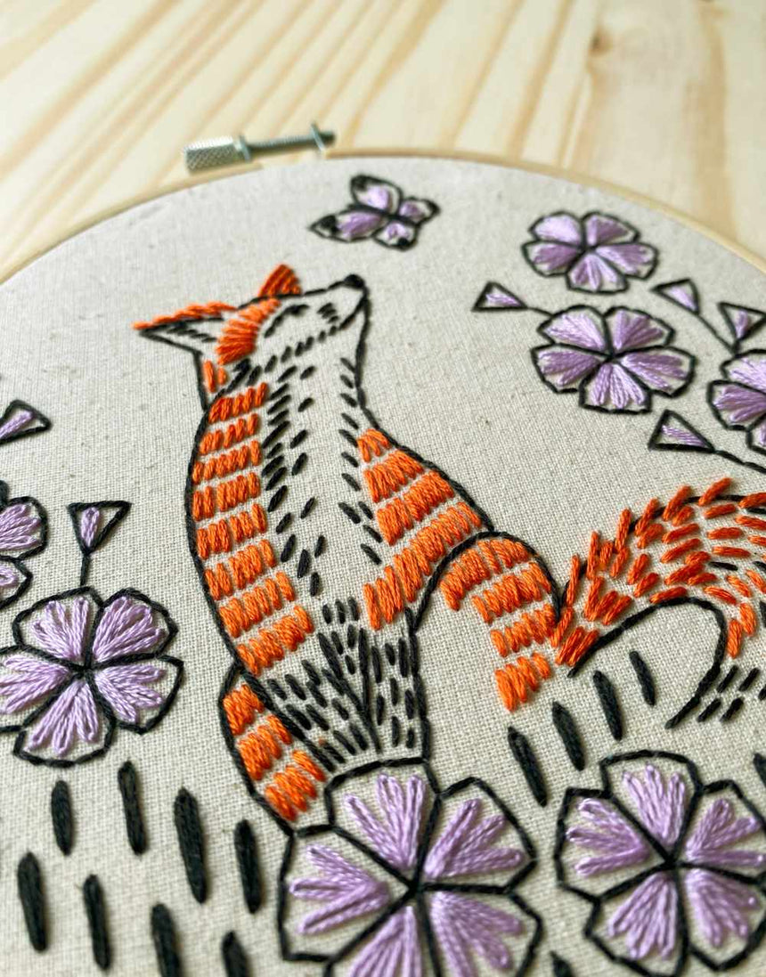 Fox in Phlox Embroidery Kit, Hook Line & Tinker