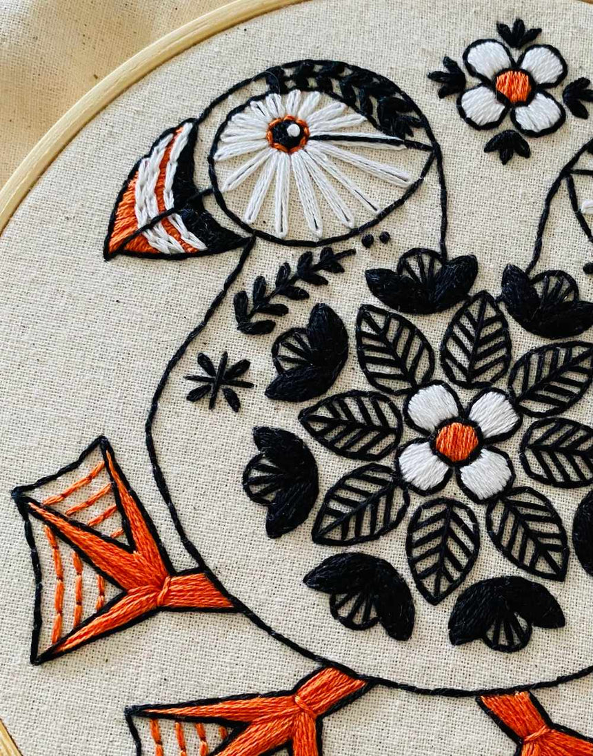 Puffin Embroidery Kit, Hook Line & Tinker