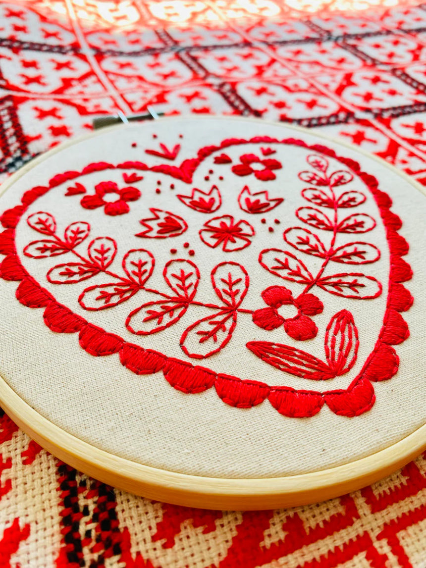 Nordic Heart Complete Embroidery Kit, Hook, Line & Tinker