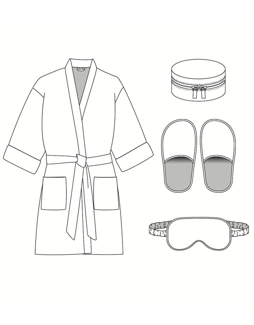 Alexandrie Kimono and Bedroom Accessories Set Sewing Pattern, Ikatee