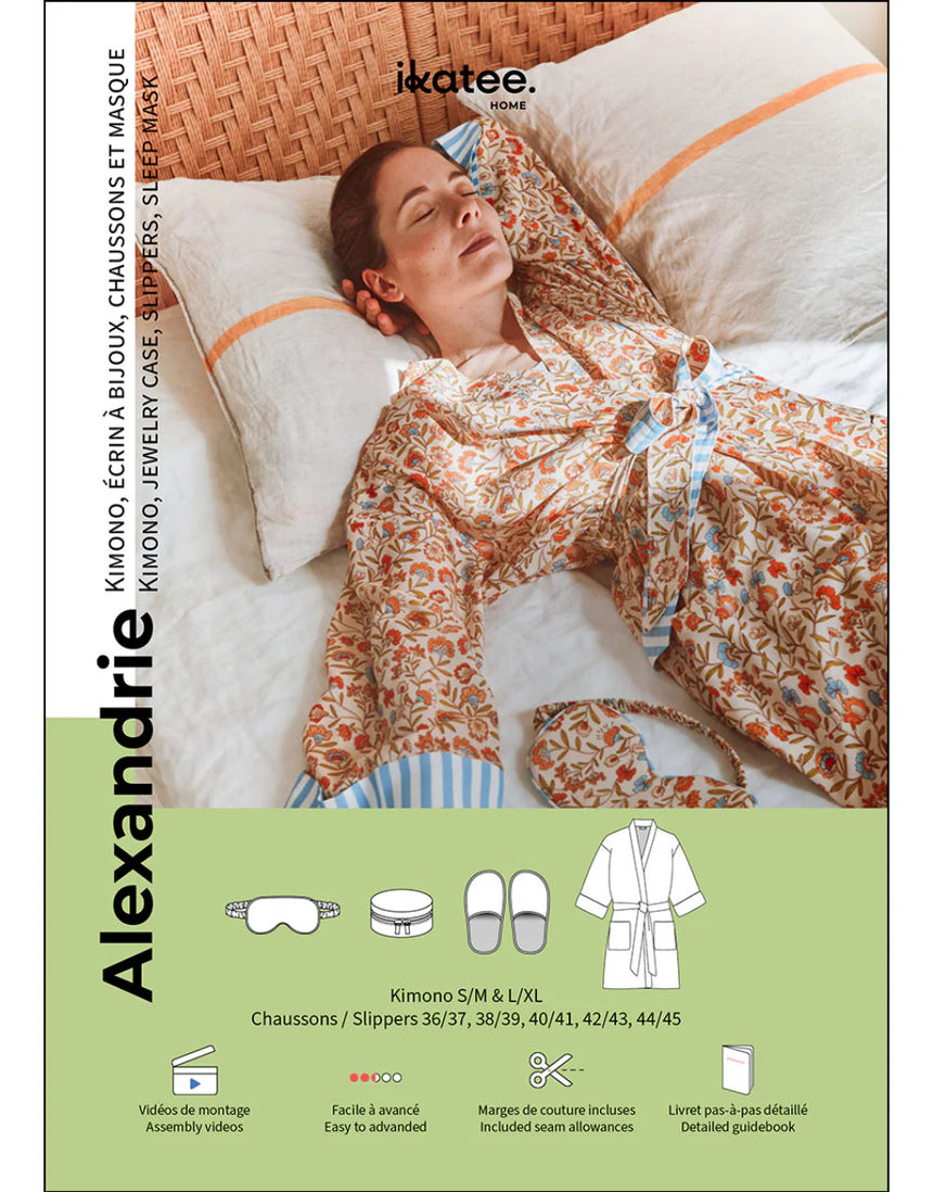 Alexandrie Kimono and Bedroom Accessories Set Sewing Pattern, Ikatee