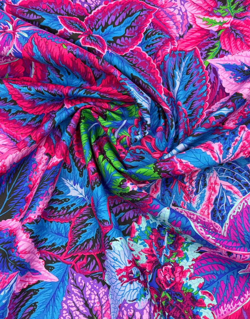 Blue Bold Leaves Cotton Fabric, Kaffe Fasset Collective