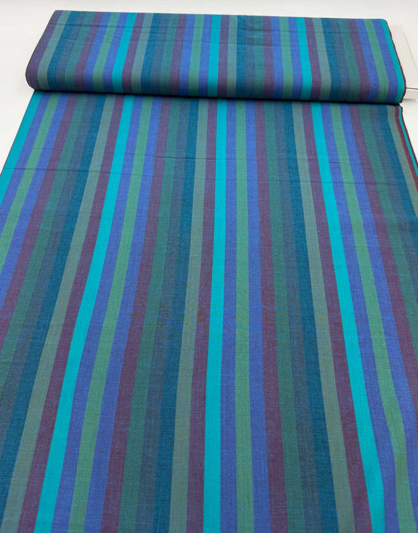 Blue Broad Stripe Woven Shot Cotton, Kaffe Fassett