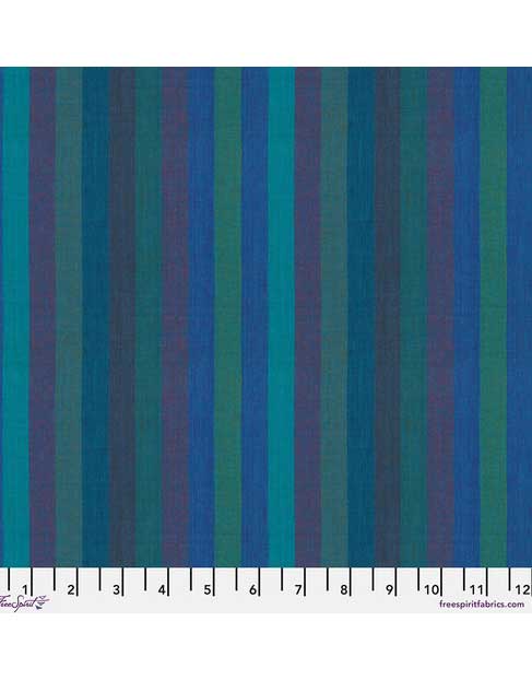 Blue Broad Stripe Woven Shot Cotton, Kaffe Fassett