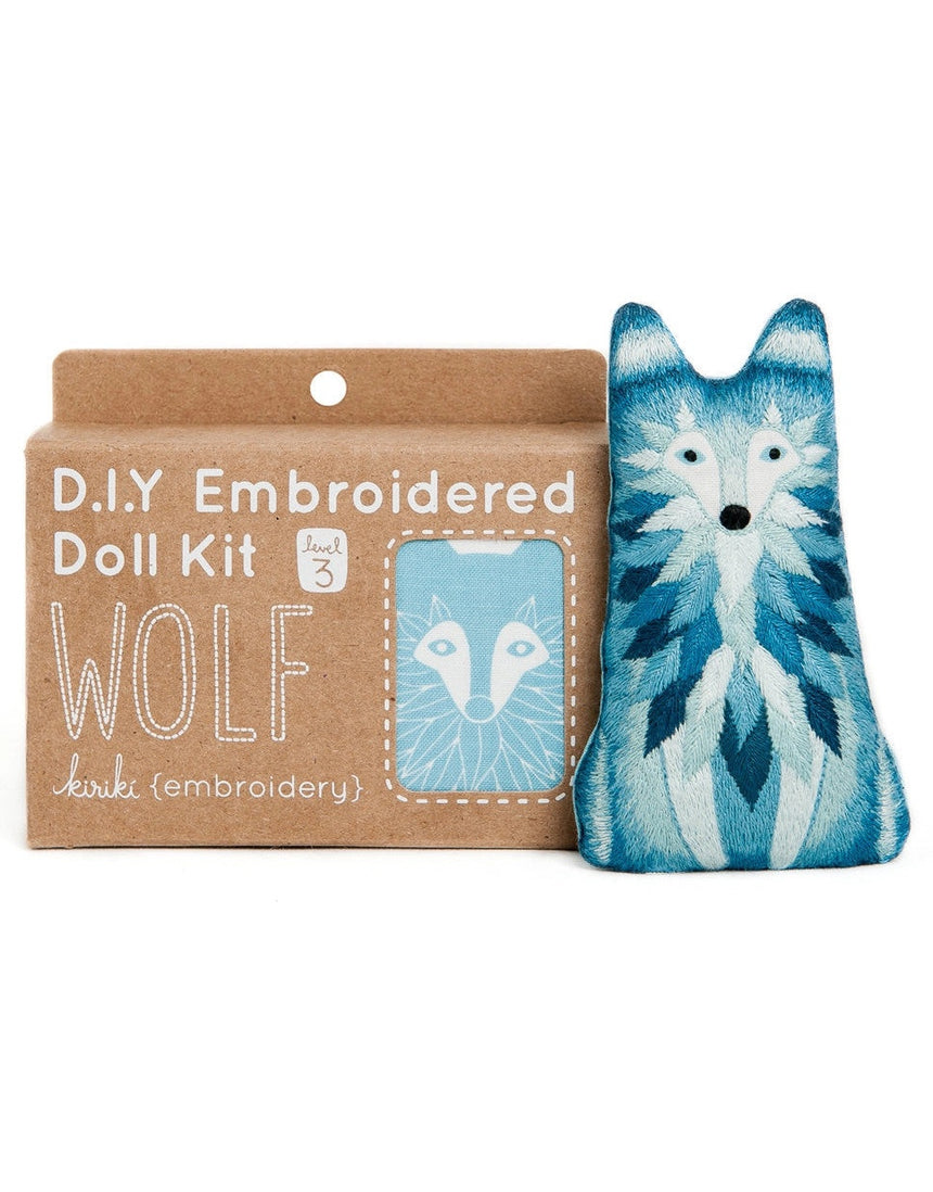 Wolf Embroidered Doll Kit, Kiriki Press