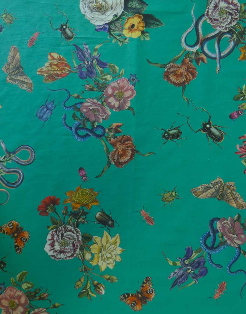 Cobra Corsage Emerald Cotton Lawn Fabric, Lady McElroy