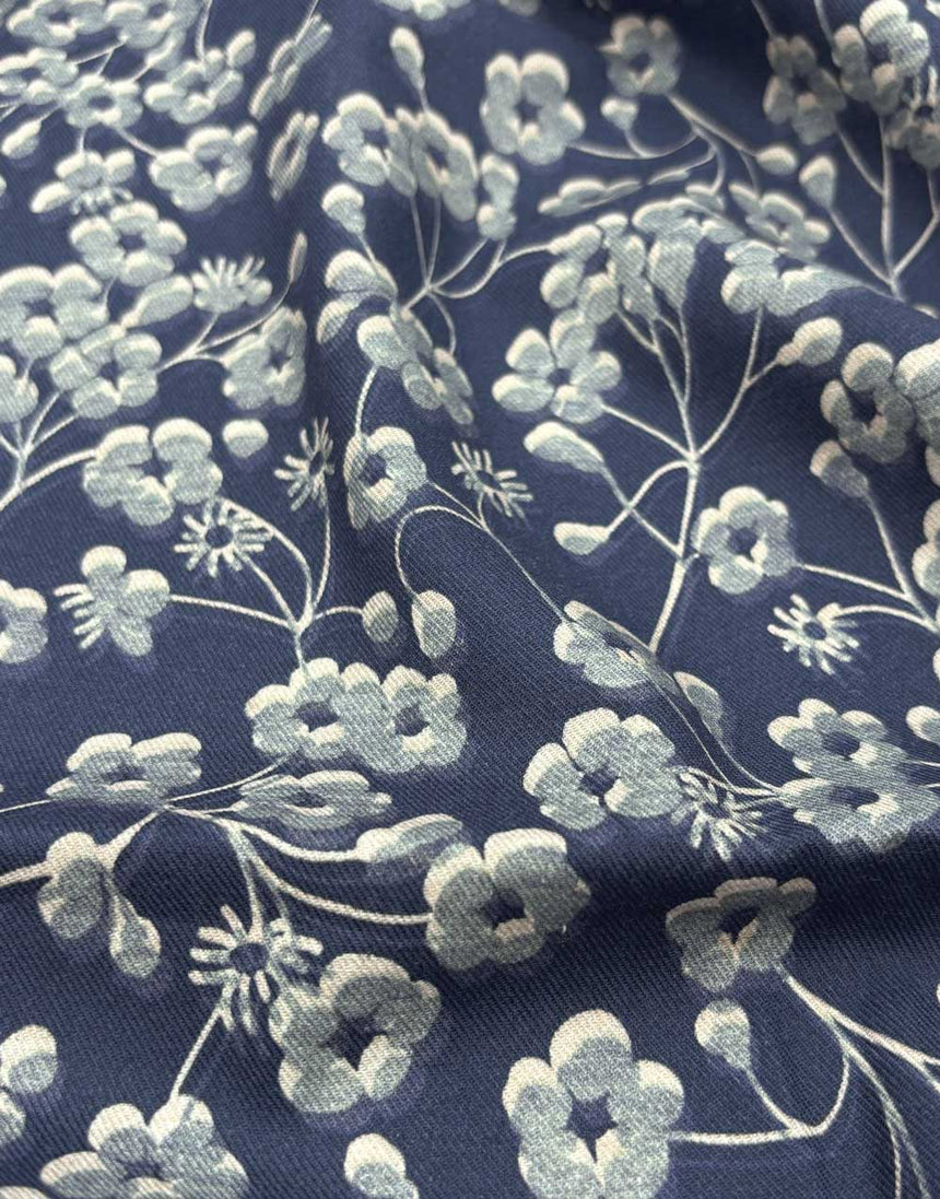 Liberty Fabrics Lantana Cotton & Wool Blend, Mitsi Mix Navy