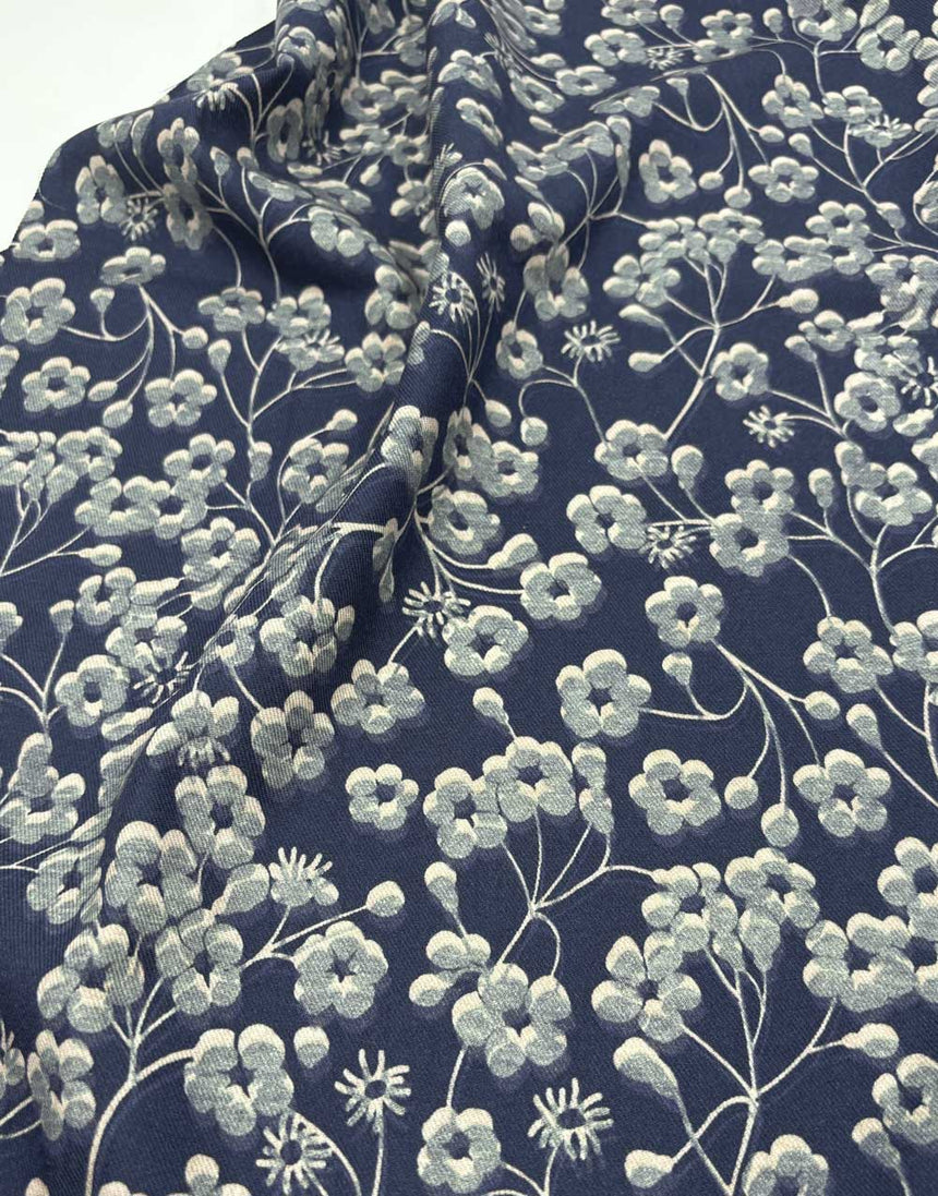 Liberty Fabrics Lantana Cotton & Wool Blend, Mitsi Mix Navy