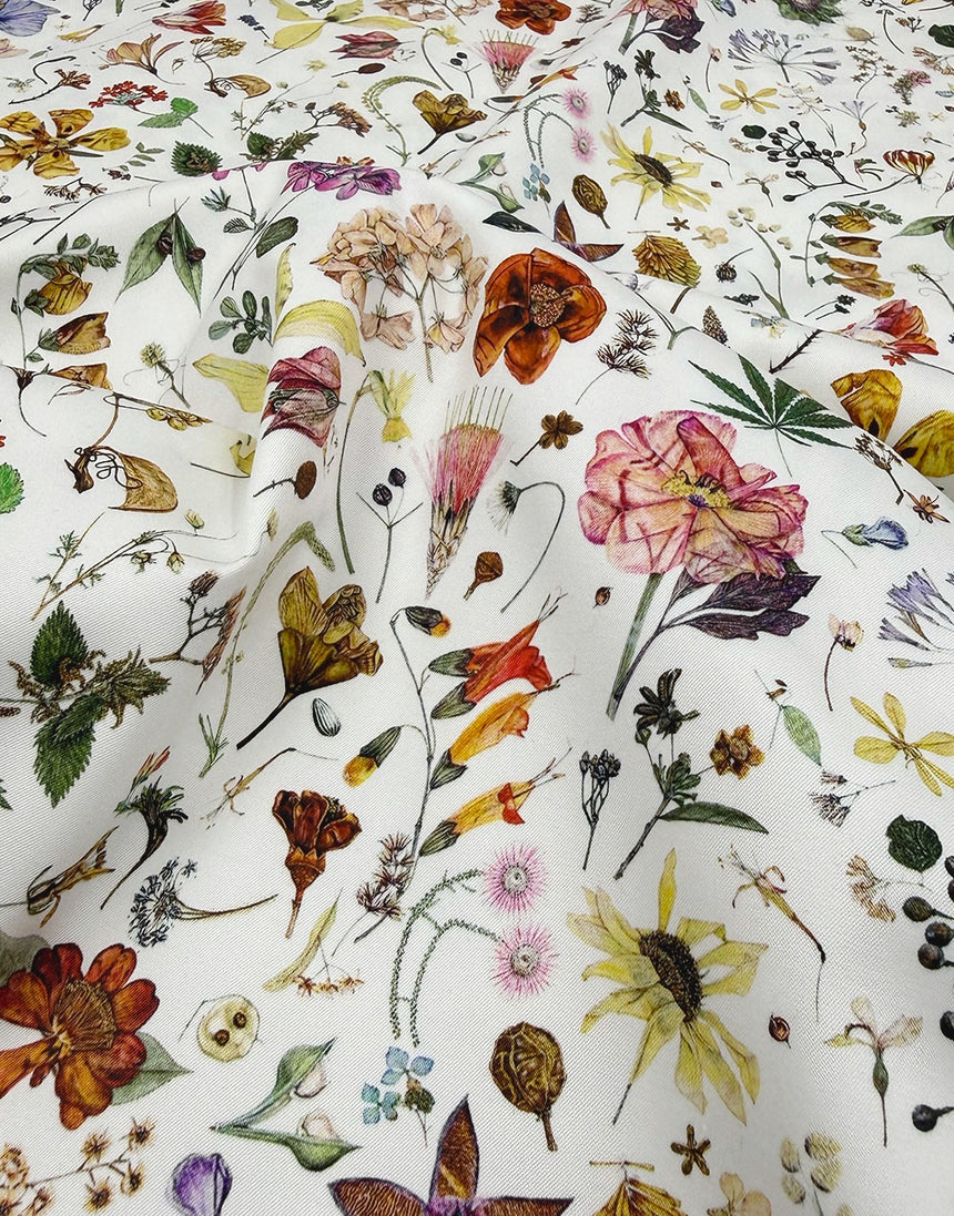 Liberty Fabrics Stretch Gabardine Cotton Fabric, Floral Eve A