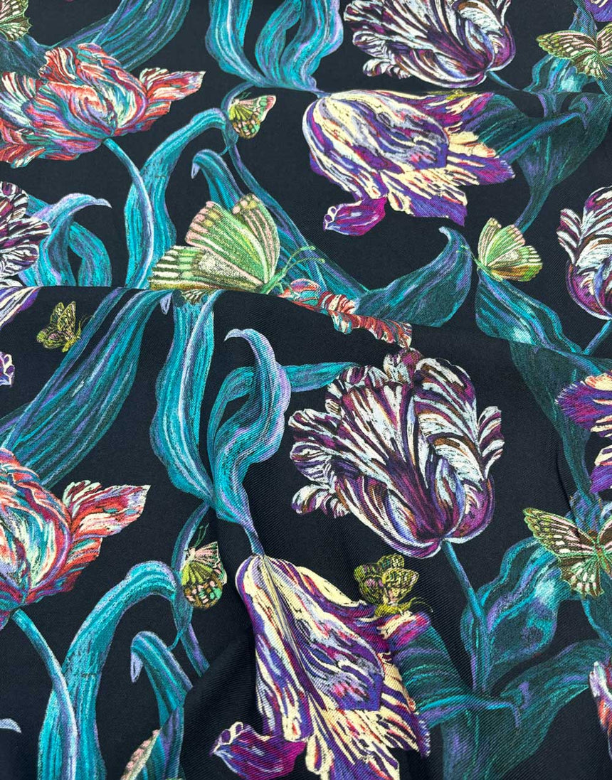 Liberty Fabrics Whitcombe Viscose Twill, Midnight Sketch Black