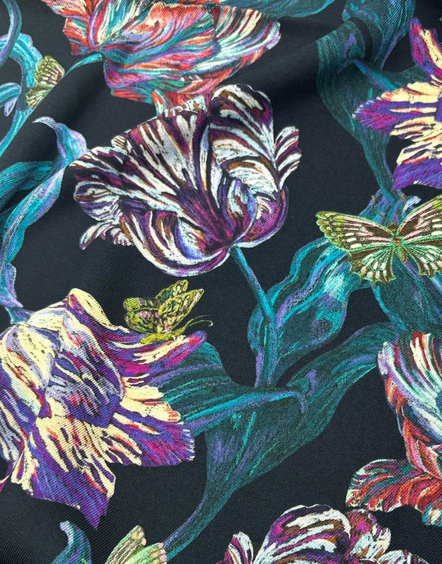 Liberty Fabrics Whitcombe Viscose Twill, Midnight Sketch Black