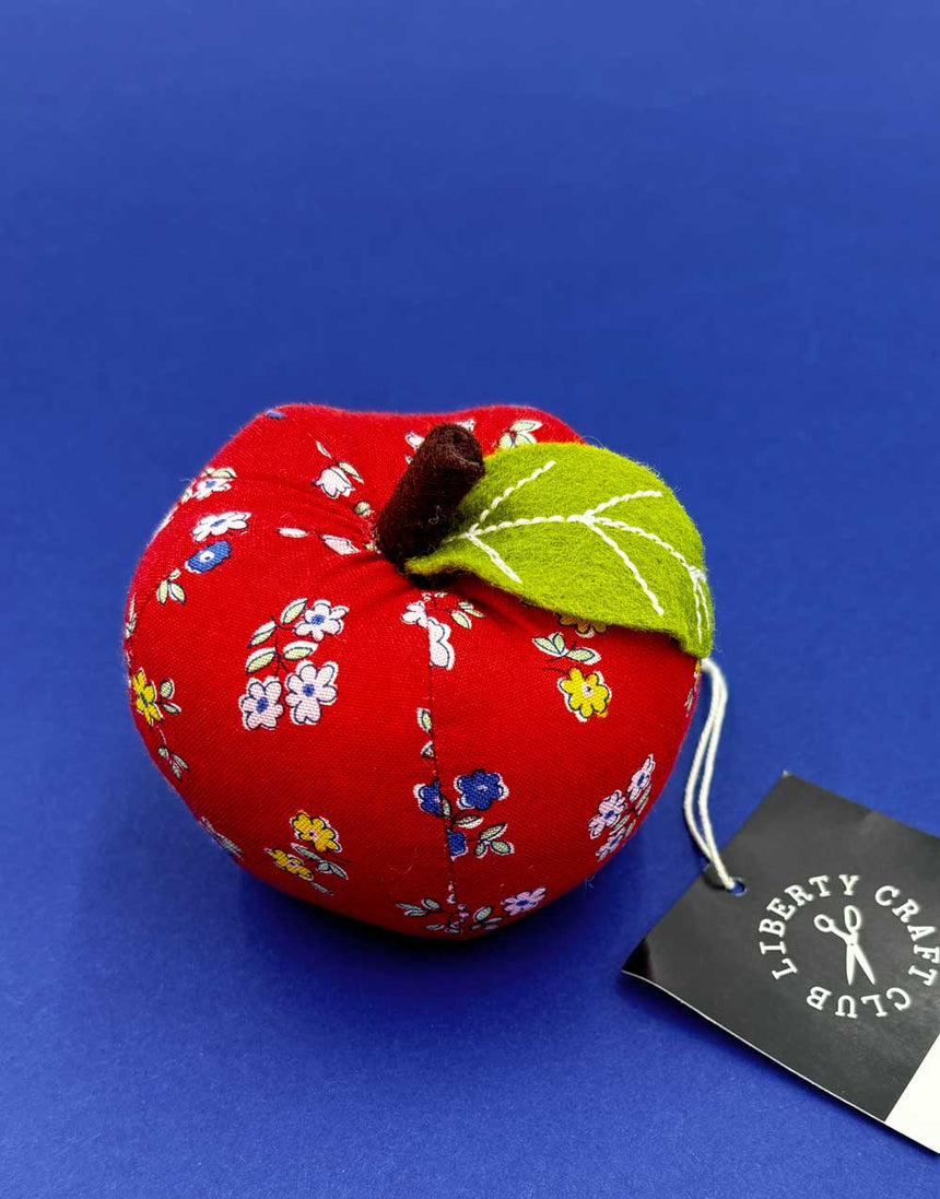 Red Apple Pin Cushion, Liberty Fabrics