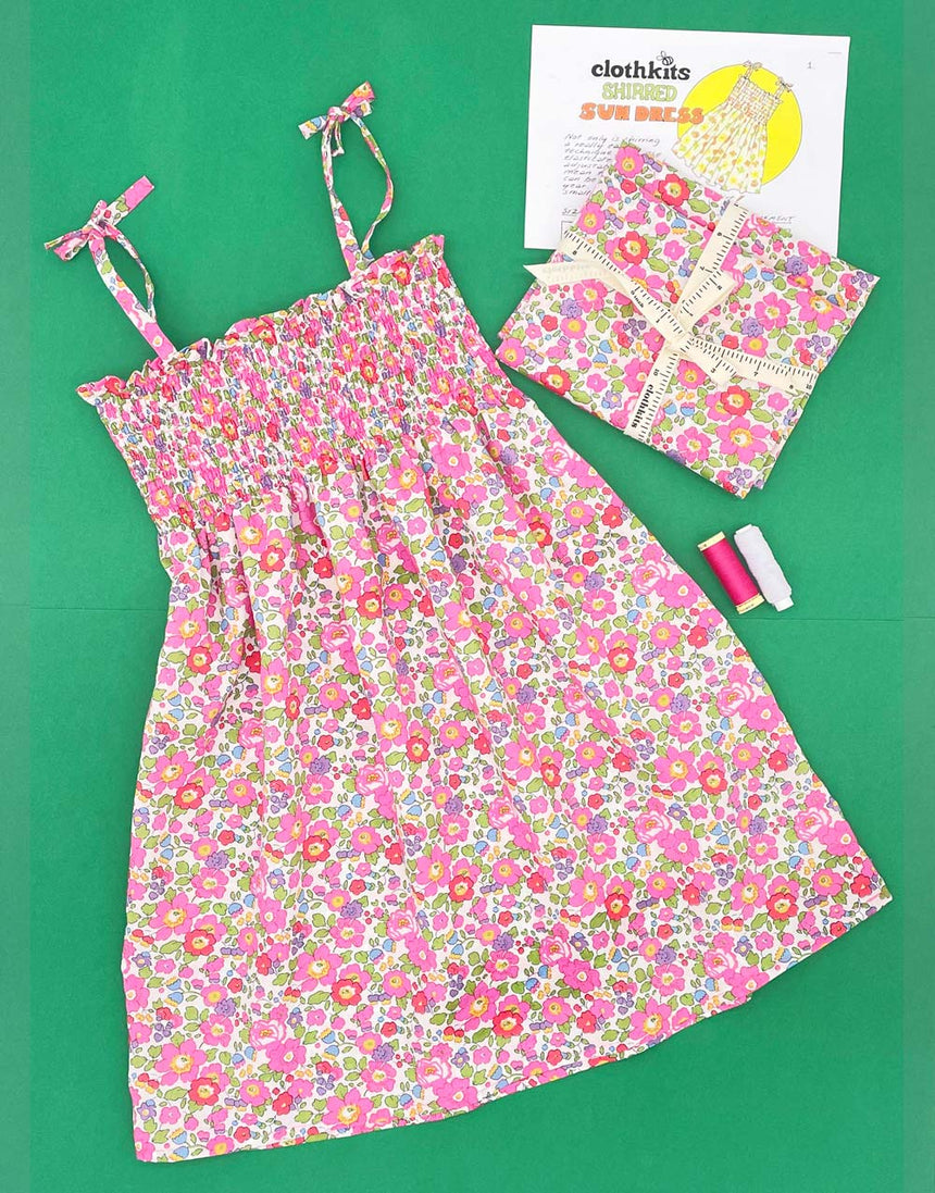 Liberty Fabrics Shirred Sun Dress, Dressmaking Kit for Girls Age 2-8 years, Clothkits®