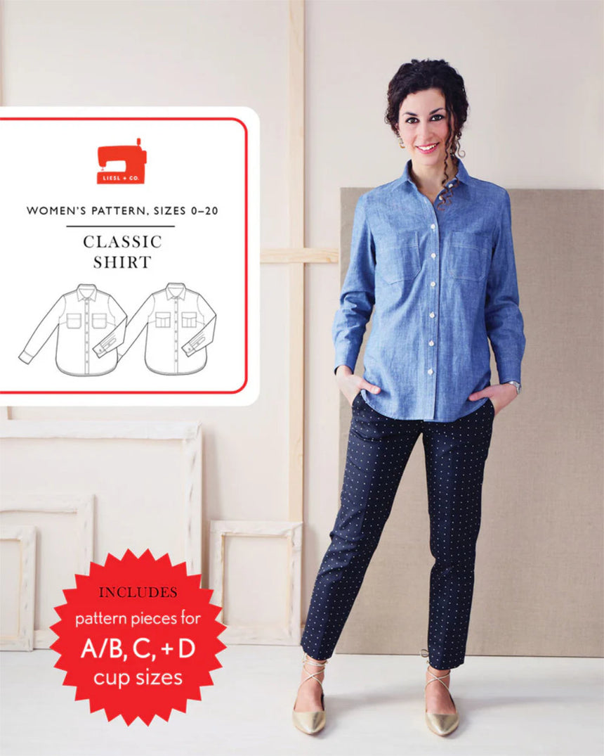 Classic Ladies Shirt Sewing Pattern, Liesl + Co