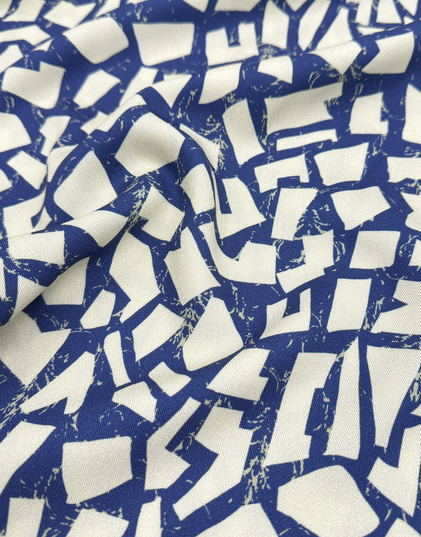 Blue Fragments Light & Lush Viscose Fabric