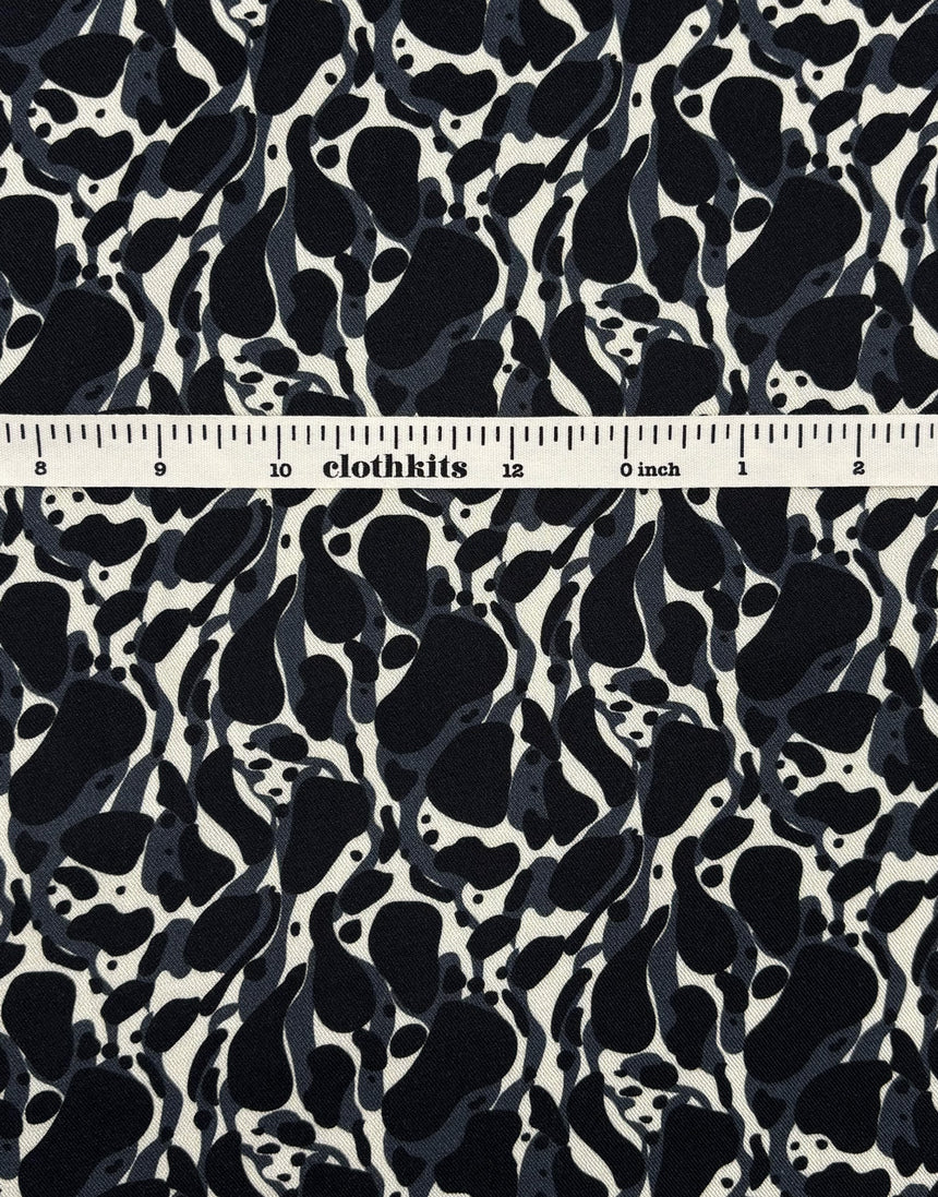 Black Inky Fusion Light & Lush Viscose Fabric