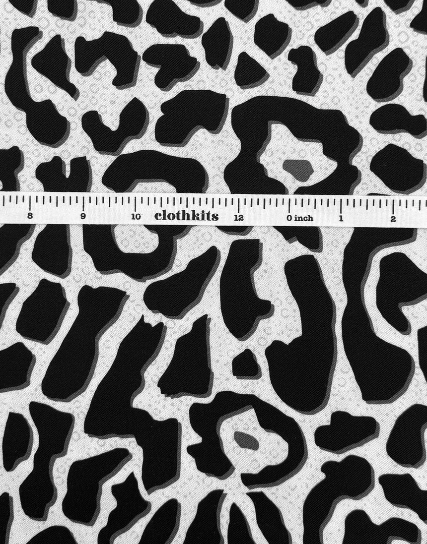 Monochrome Abstract Leopard Print Viscose Fabric