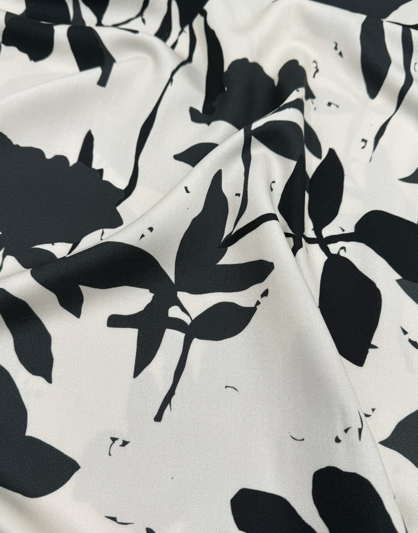 Monochrome Shadow Floral Viscose Fabric