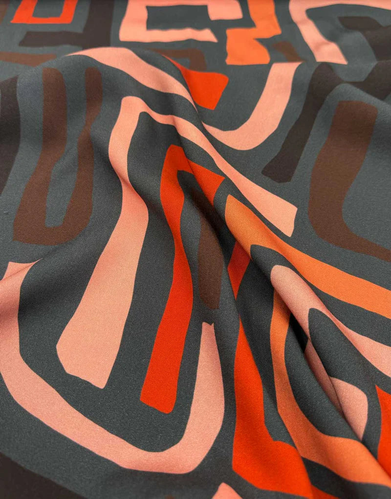 Remnant 1.6m - Sunset Studio Lines Light & Lush Viscose Fabric
