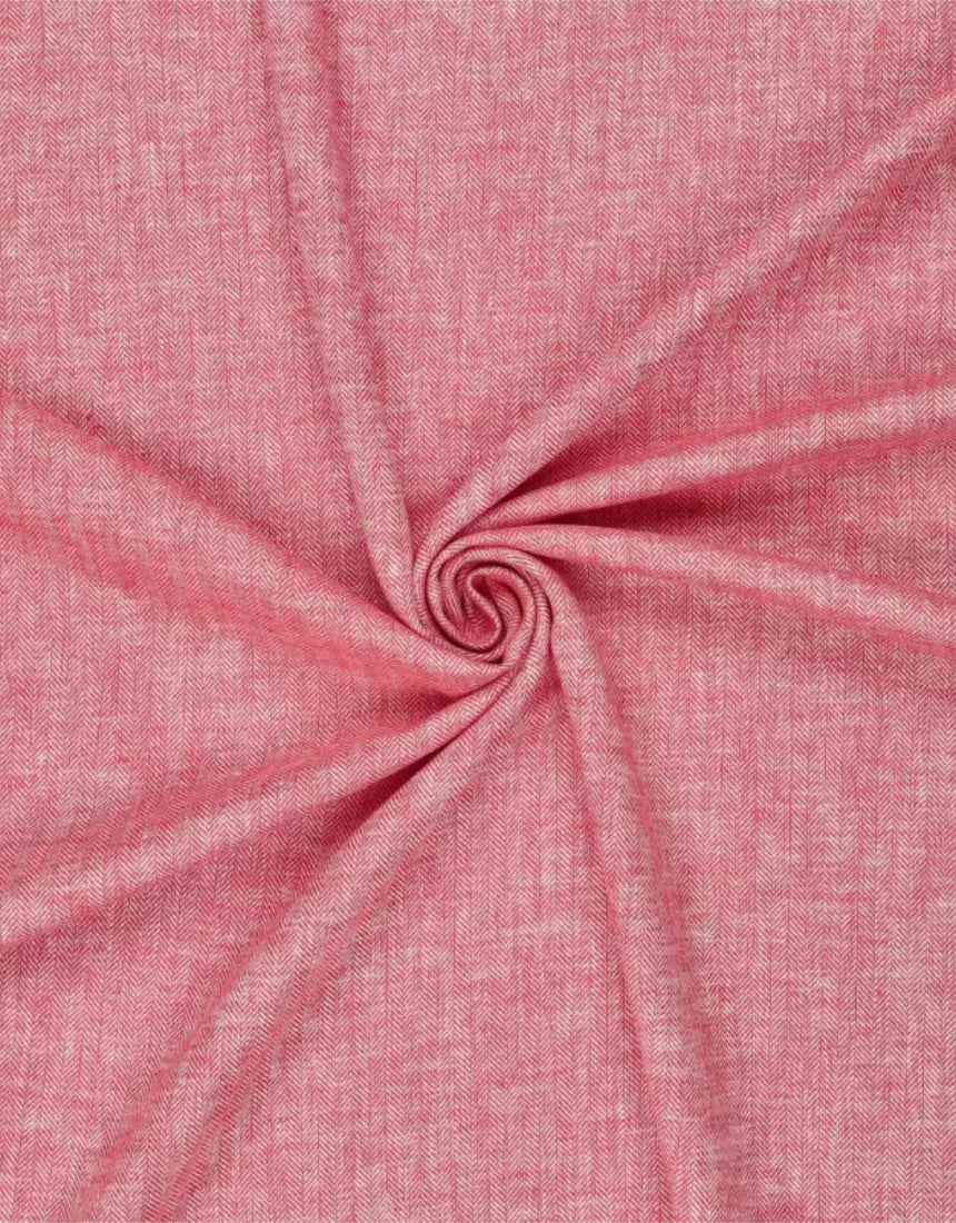 Red Herringbone Cotton Linen Fabric