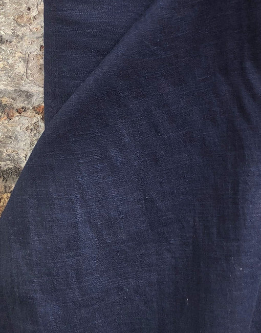 Remnant 1.3m - Navy Blue Washed Linen-Handle Fabric