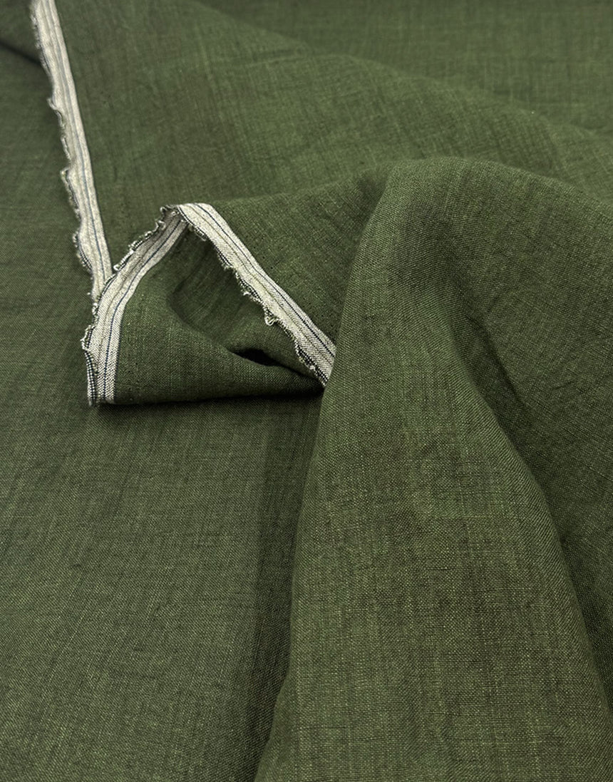 Sorrento Washed Linen Fabric, Forest Green