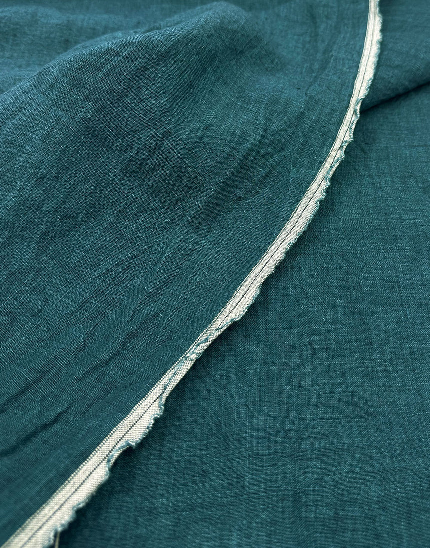Sorrento Washed Linen Fabric, Teal