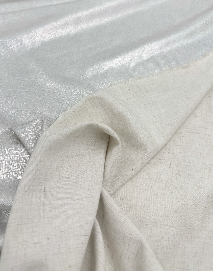 Pale Gold Shimmer Linen Viscose Fabric