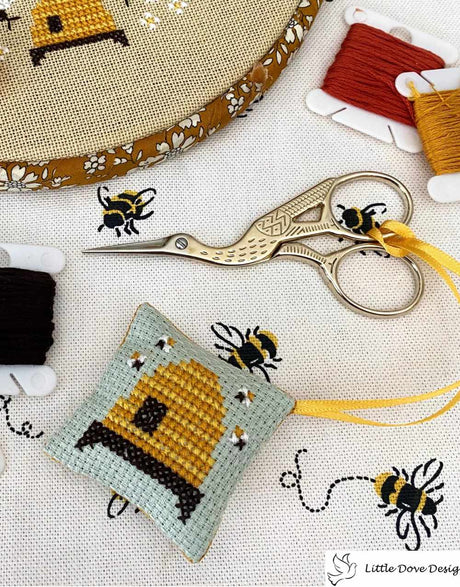 Bee Scissor Fob Cross Stitch Kit, Little Dove Designs