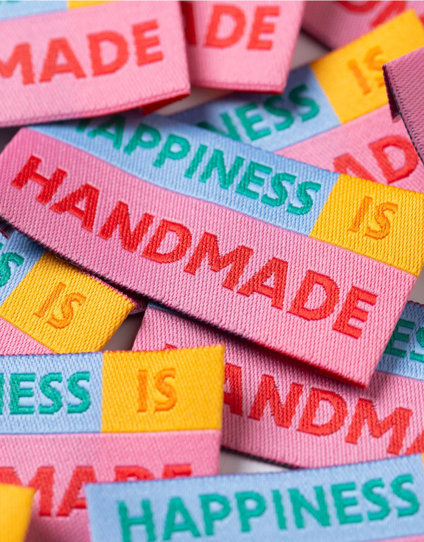 Happiness is Handmade, Woven Sewing Labels - Pack of 6