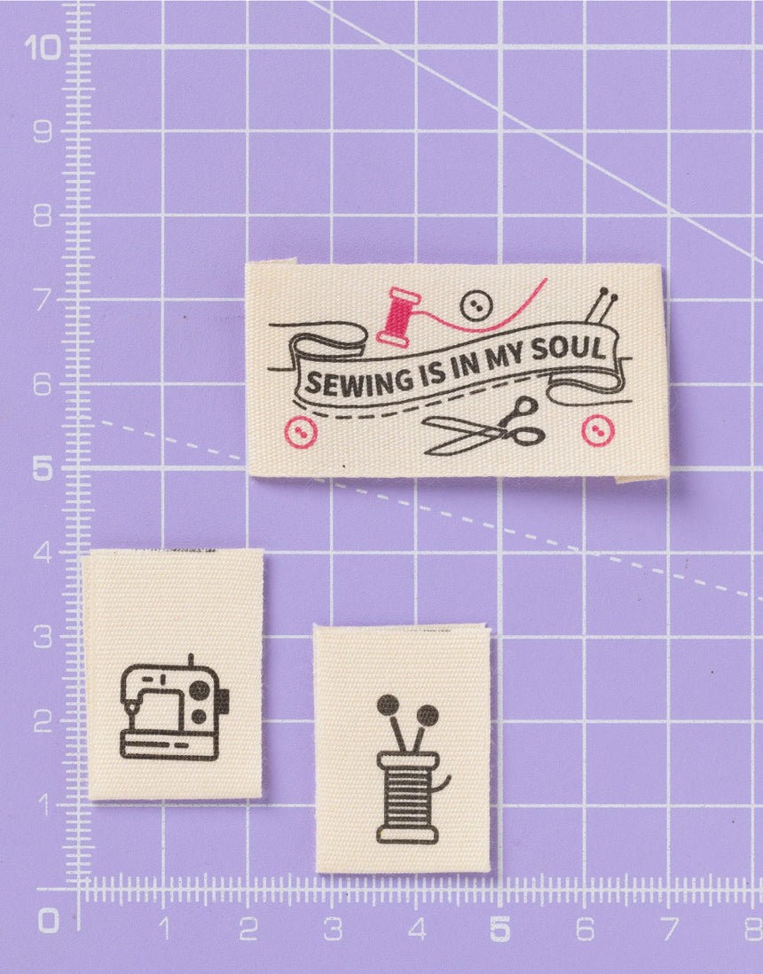 Sewing is in My Soul, Woven Sewing Labels - Pack of 6