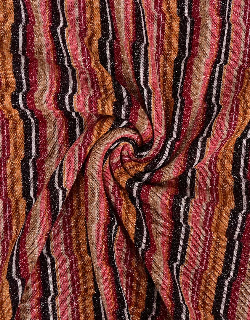 Pink & Russet Lurex Chevron Stripe Knit Fabric