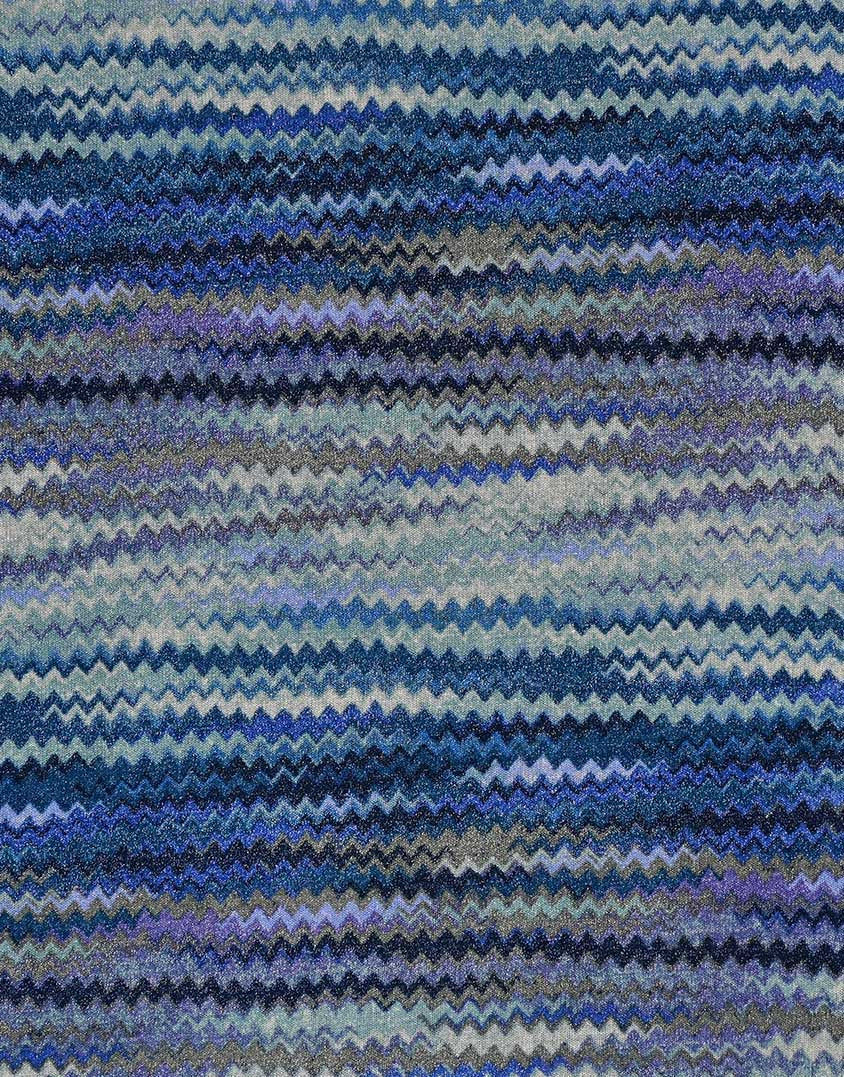 Blue Lurex Zig Zag Knit Fabric