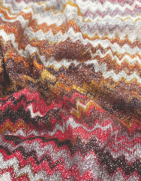 Russet Lurex Zig Zag Knit Fabric