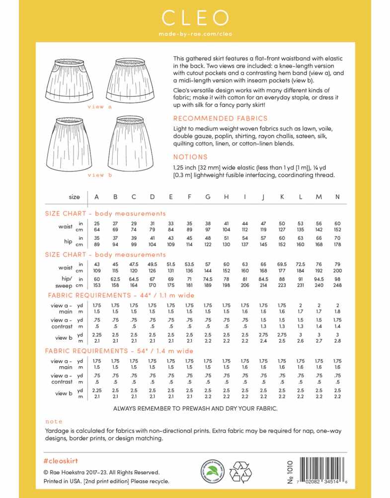 Cleo Skirt Sewing Pattern, Made by Rae