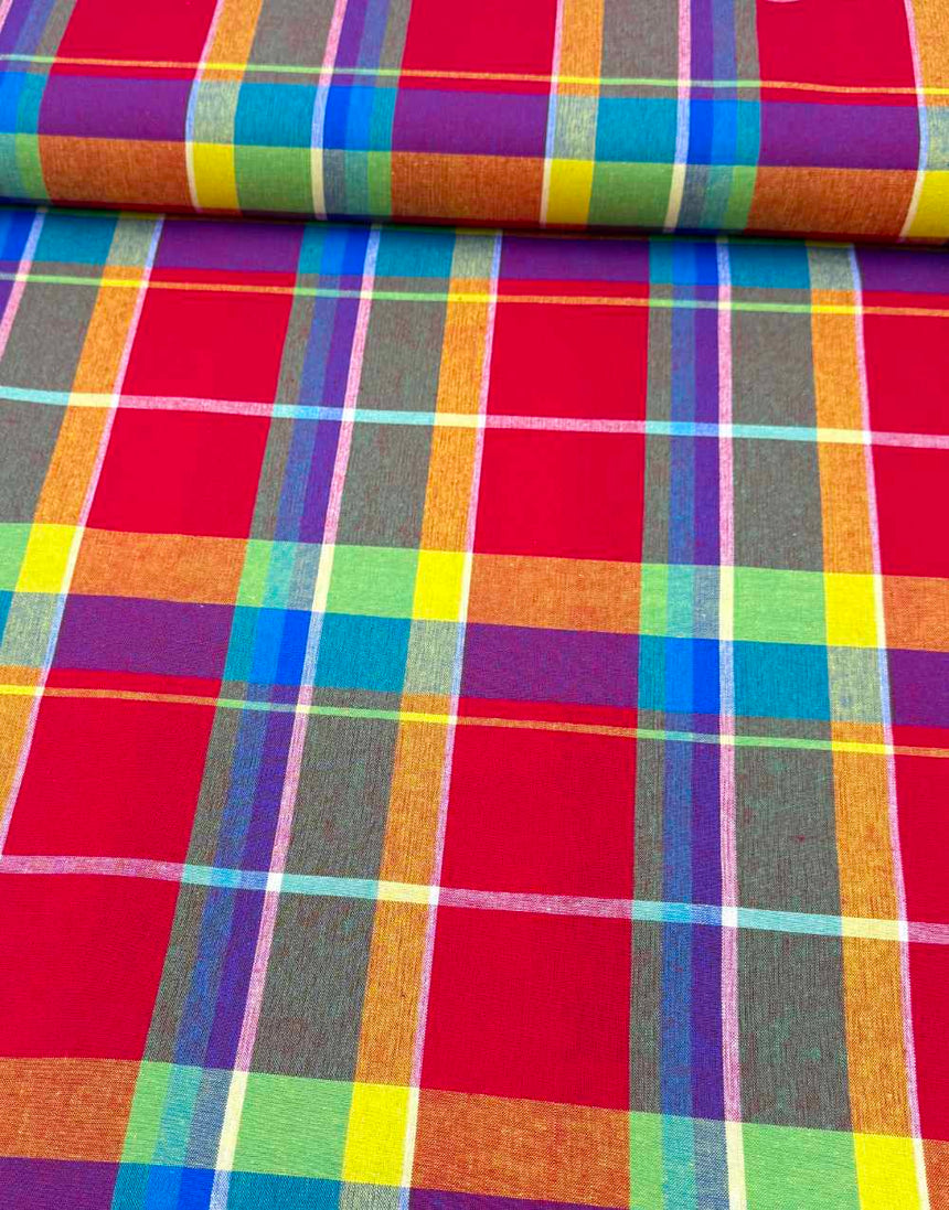 Spice Market Check Madras Cotton Fabric