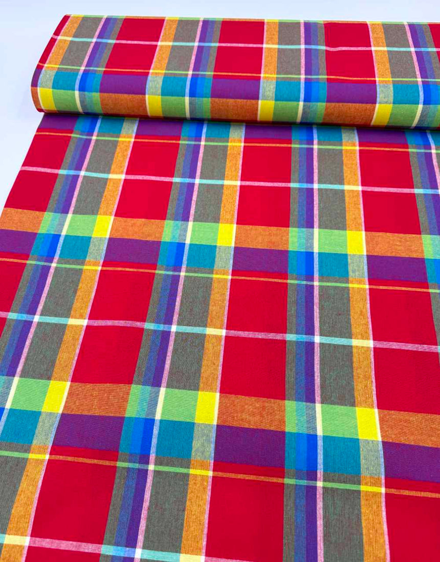 Spice Market Check Madras Cotton Fabric
