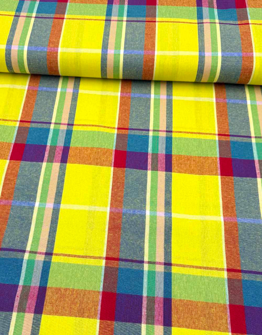 Sunburst Check Madras Cotton Fabric