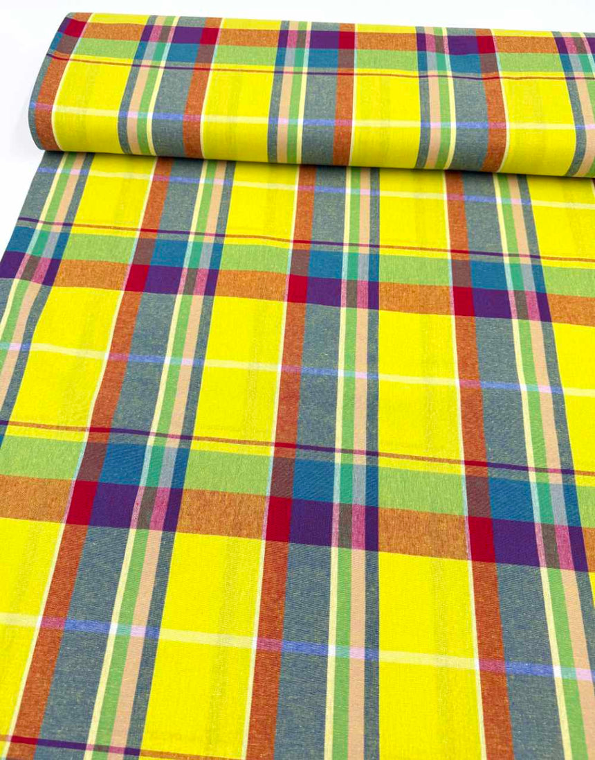 Sunburst Check Madras Cotton Fabric