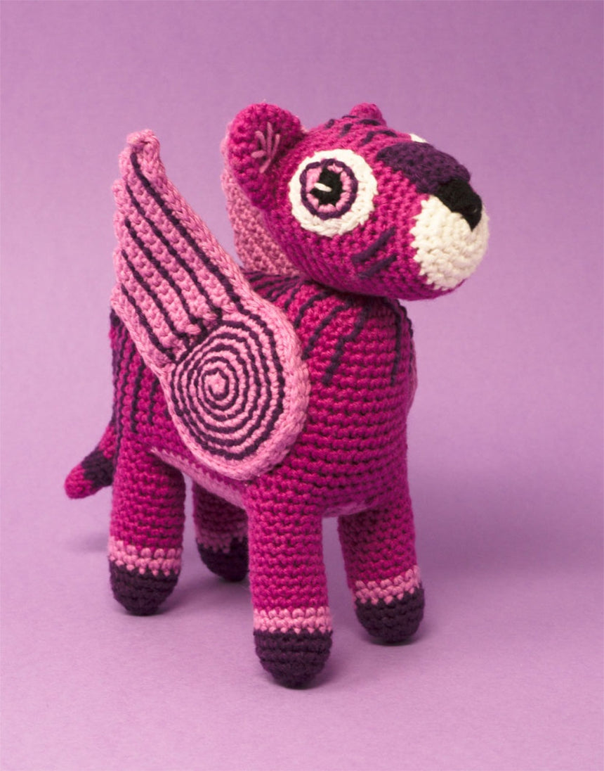 Berry Pink Tiger Amigurumi Crochet Kit, Make Me Roar