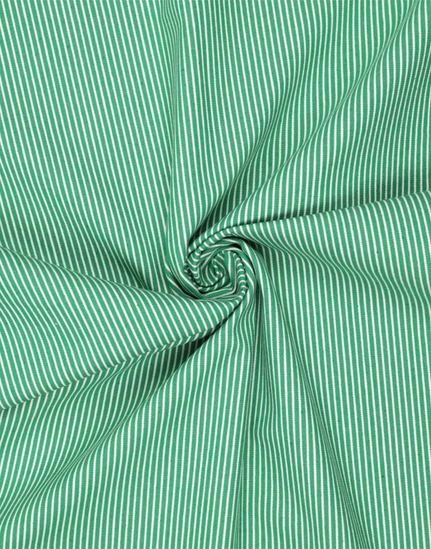 Green Striped Denim Yarn Dyed Fabric