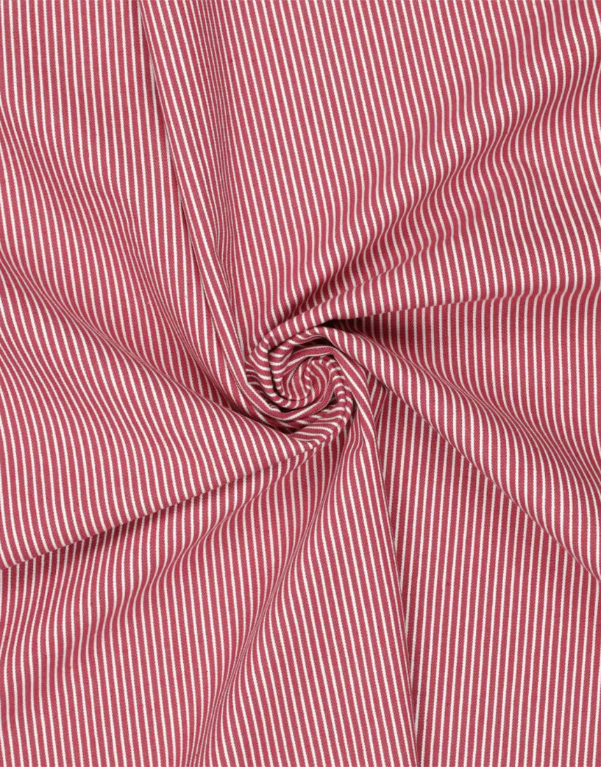 Red Striped Denim Yarn Dyed Fabric